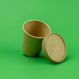 Bol supa carton kraft + capac 16oz 25 buc/set