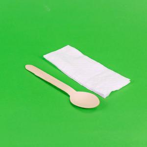 Set lingura lemn + servetel 100 buc/set