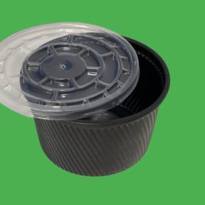 Bol supa pp negru cu striatii 16 oz 100 buc/set