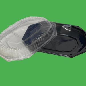 Platou oval negru cu capac 29,5x19x4 cm 10 buc/set
