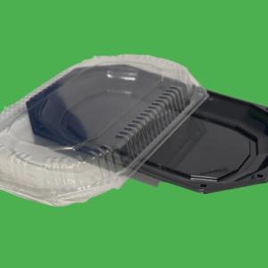Platou oval negru cu capac 43x28x4 cm 5 buc/set