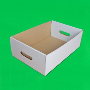 Tavite carton ondulat cu maner 100 buc/set alb 325x215x160 mm