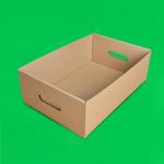 Tavite carton ondulat cu maner 100 buc/set natur 325x215x160 mm